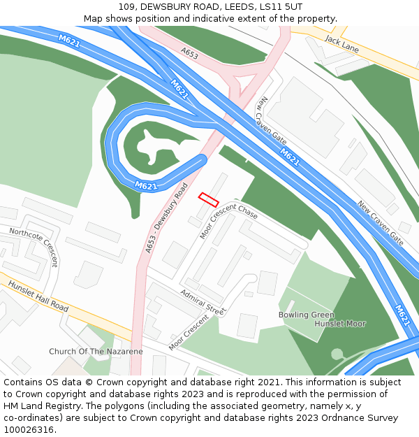 109, DEWSBURY ROAD, LEEDS, LS11 5UT: Location map and indicative extent of plot