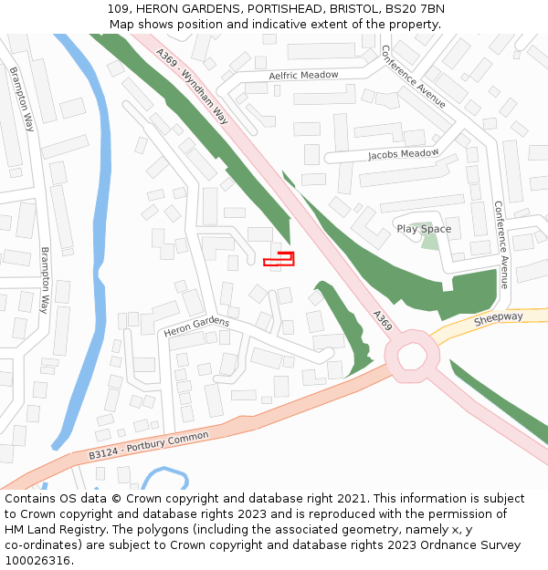 109, HERON GARDENS, PORTISHEAD, BRISTOL, BS20 7BN: Location map and indicative extent of plot