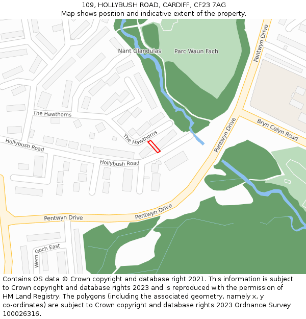 109, HOLLYBUSH ROAD, CARDIFF, CF23 7AG: Location map and indicative extent of plot