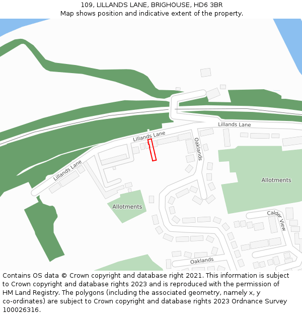 109, LILLANDS LANE, BRIGHOUSE, HD6 3BR: Location map and indicative extent of plot