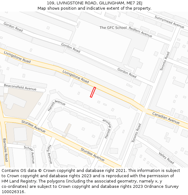 109, LIVINGSTONE ROAD, GILLINGHAM, ME7 2EJ: Location map and indicative extent of plot