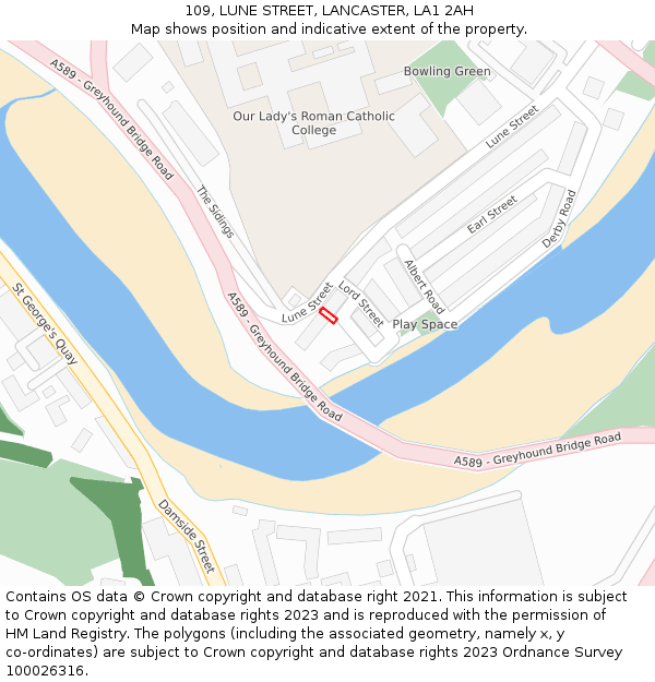 109, LUNE STREET, LANCASTER, LA1 2AH: Location map and indicative extent of plot