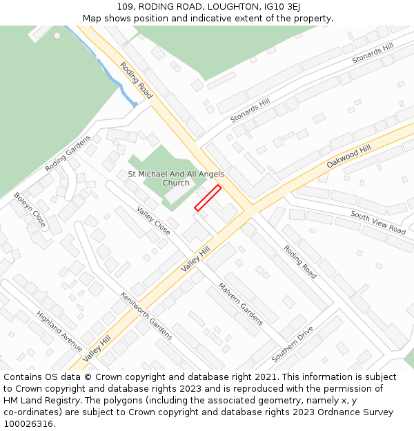 109, RODING ROAD, LOUGHTON, IG10 3EJ: Location map and indicative extent of plot