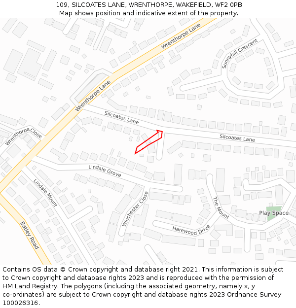 109, SILCOATES LANE, WRENTHORPE, WAKEFIELD, WF2 0PB: Location map and indicative extent of plot