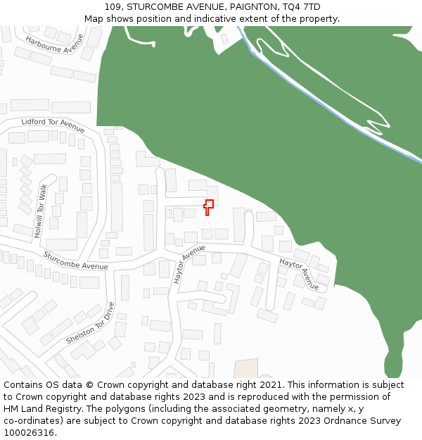 109, STURCOMBE AVENUE, PAIGNTON, TQ4 7TD: Location map and indicative extent of plot