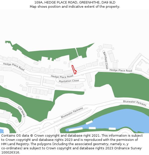 109A, HEDGE PLACE ROAD, GREENHITHE, DA9 9LD: Location map and indicative extent of plot