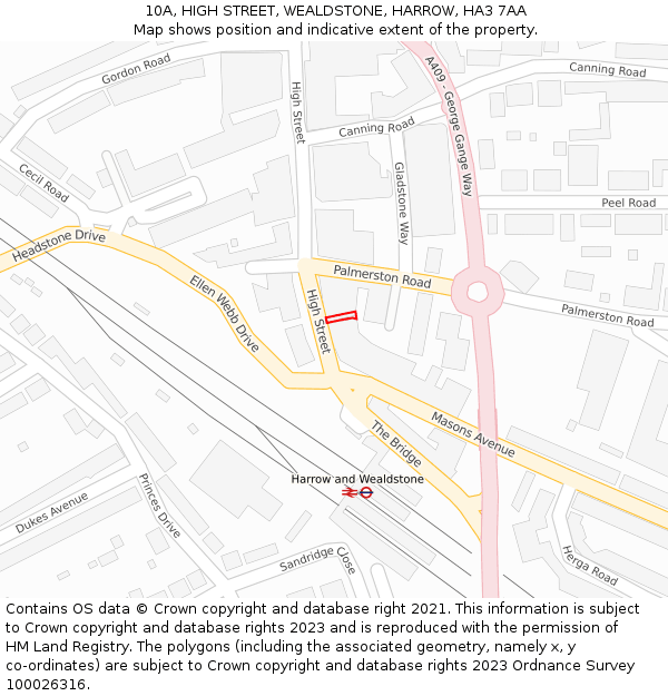 10A, HIGH STREET, WEALDSTONE, HARROW, HA3 7AA: Location map and indicative extent of plot