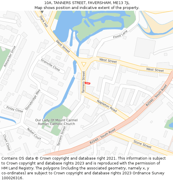 10A, TANNERS STREET, FAVERSHAM, ME13 7JL: Location map and indicative extent of plot