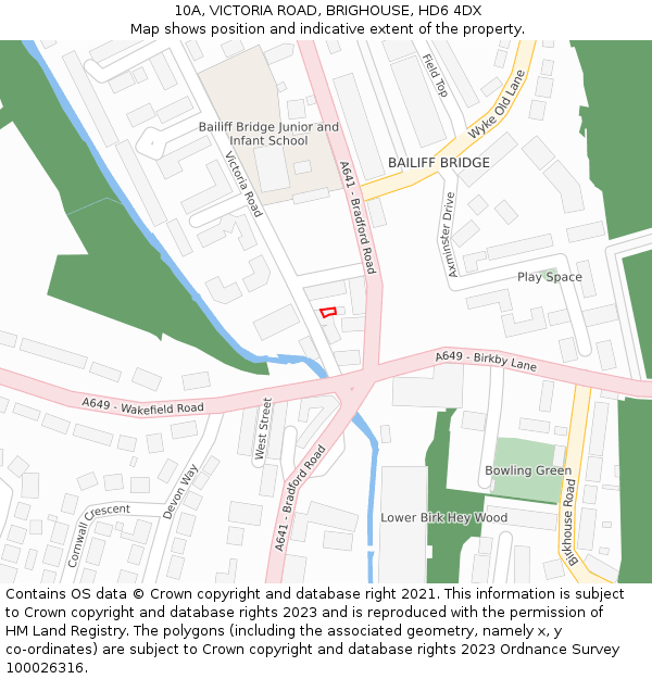10A, VICTORIA ROAD, BRIGHOUSE, HD6 4DX: Location map and indicative extent of plot