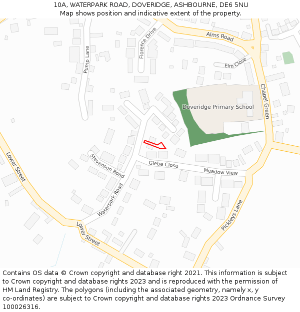 10A, WATERPARK ROAD, DOVERIDGE, ASHBOURNE, DE6 5NU: Location map and indicative extent of plot