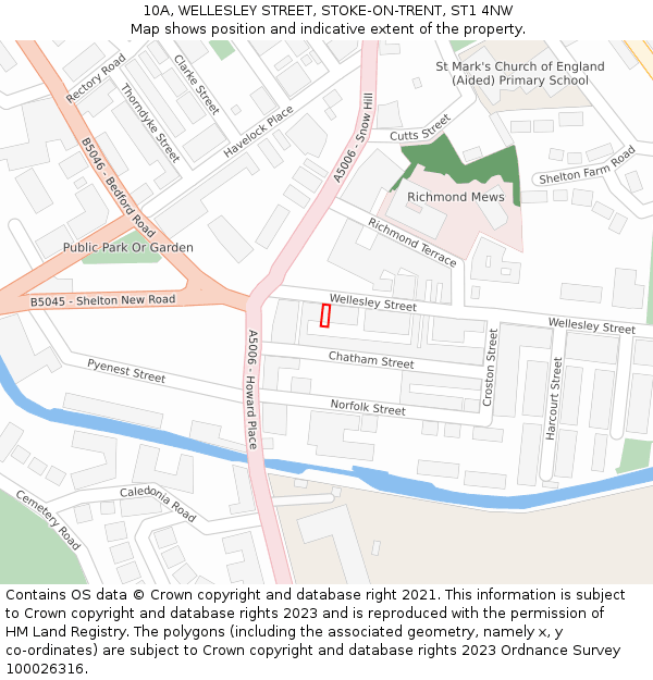 10A, WELLESLEY STREET, STOKE-ON-TRENT, ST1 4NW: Location map and indicative extent of plot