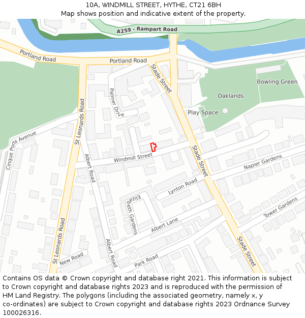 10A, WINDMILL STREET, HYTHE, CT21 6BH: Location map and indicative extent of plot