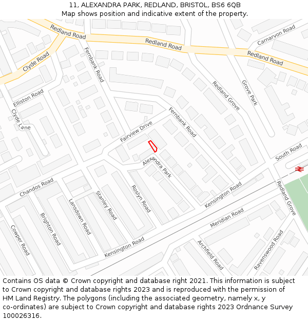 11, ALEXANDRA PARK, REDLAND, BRISTOL, BS6 6QB: Location map and indicative extent of plot