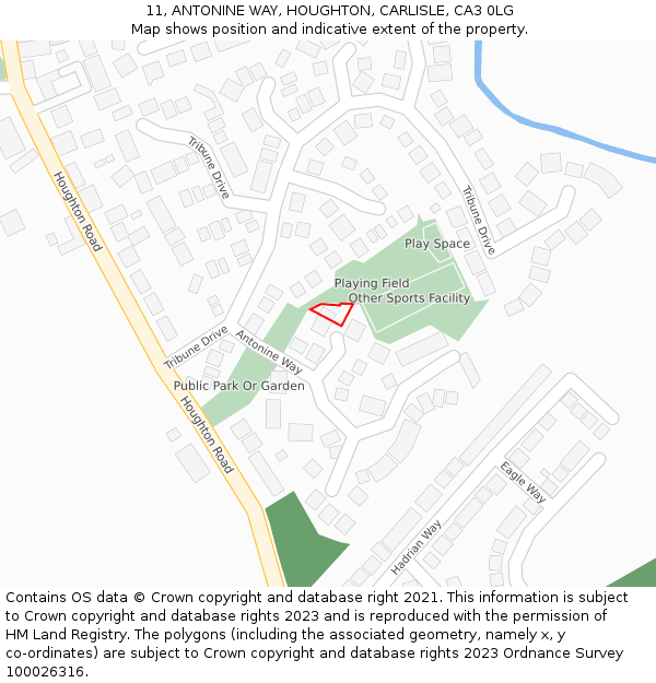 11, ANTONINE WAY, HOUGHTON, CARLISLE, CA3 0LG: Location map and indicative extent of plot