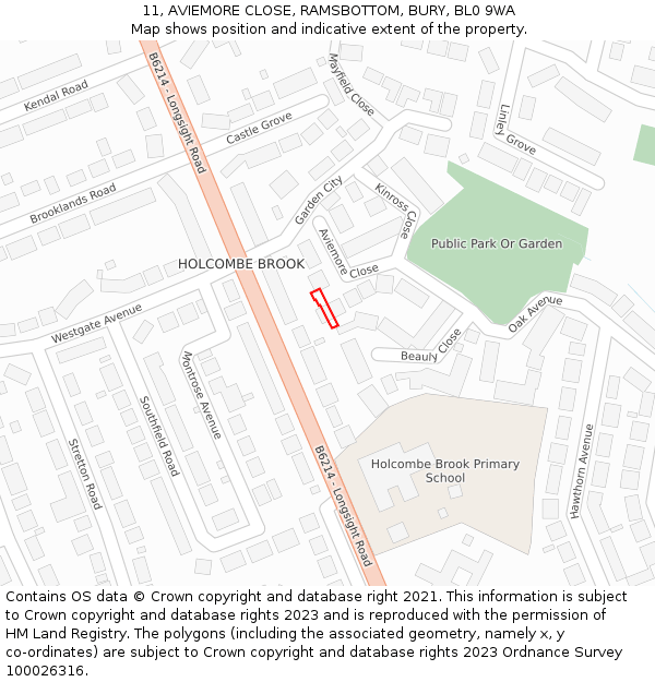 11, AVIEMORE CLOSE, RAMSBOTTOM, BURY, BL0 9WA: Location map and indicative extent of plot