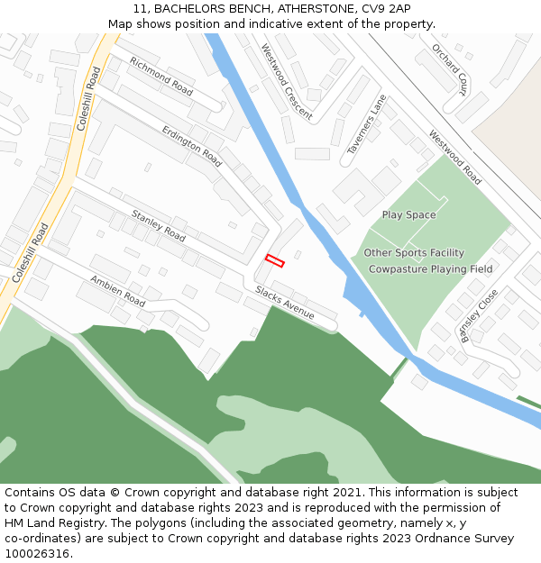 11, BACHELORS BENCH, ATHERSTONE, CV9 2AP: Location map and indicative extent of plot