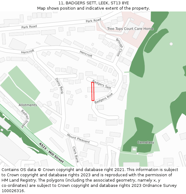 11, BADGERS SETT, LEEK, ST13 8YE: Location map and indicative extent of plot