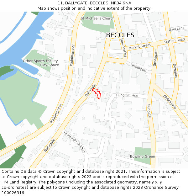 11, BALLYGATE, BECCLES, NR34 9NA: Location map and indicative extent of plot