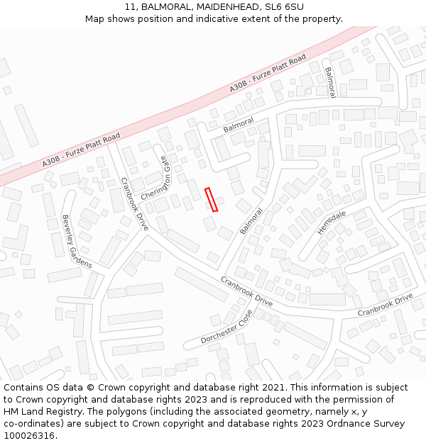 11, BALMORAL, MAIDENHEAD, SL6 6SU: Location map and indicative extent of plot