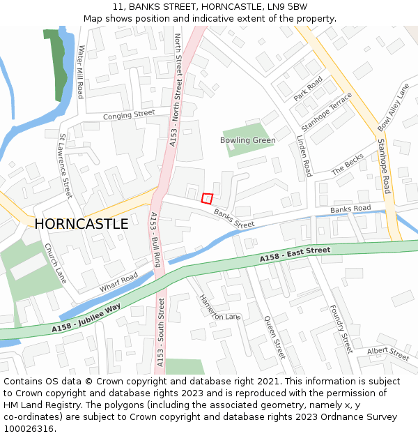 11, BANKS STREET, HORNCASTLE, LN9 5BW: Location map and indicative extent of plot