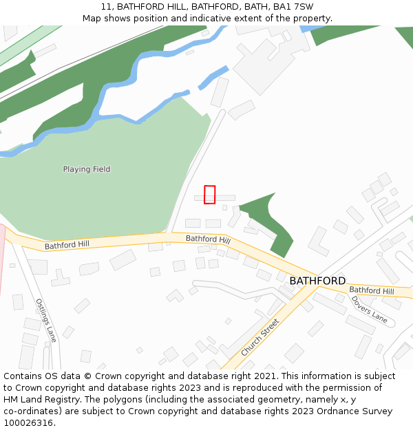 11, BATHFORD HILL, BATHFORD, BATH, BA1 7SW: Location map and indicative extent of plot