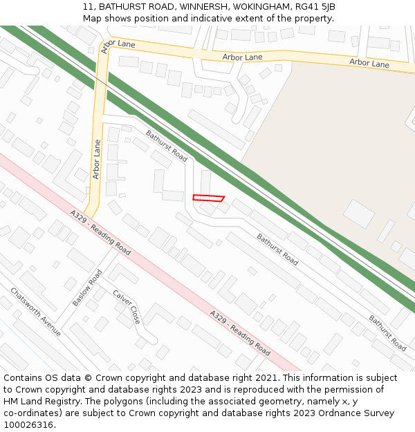 11, BATHURST ROAD, WINNERSH, WOKINGHAM, RG41 5JB: Location map and indicative extent of plot