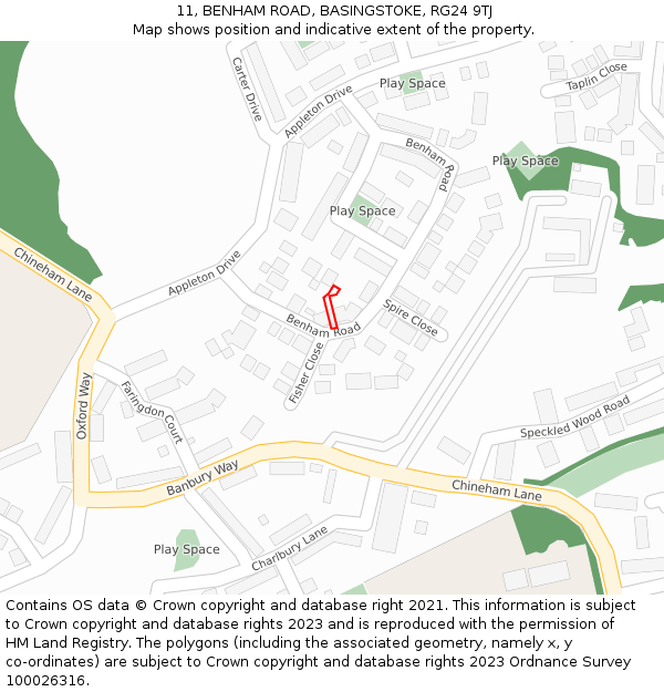 11, BENHAM ROAD, BASINGSTOKE, RG24 9TJ: Location map and indicative extent of plot