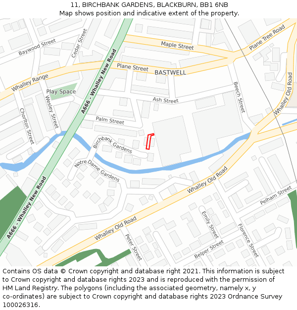 11, BIRCHBANK GARDENS, BLACKBURN, BB1 6NB: Location map and indicative extent of plot