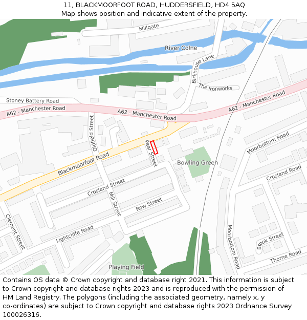 11, BLACKMOORFOOT ROAD, HUDDERSFIELD, HD4 5AQ: Location map and indicative extent of plot
