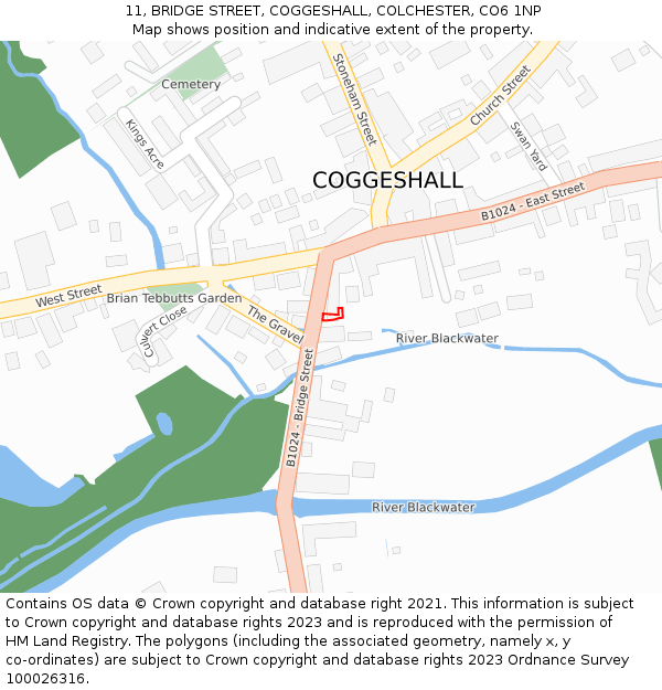 11, BRIDGE STREET, COGGESHALL, COLCHESTER, CO6 1NP: Location map and indicative extent of plot