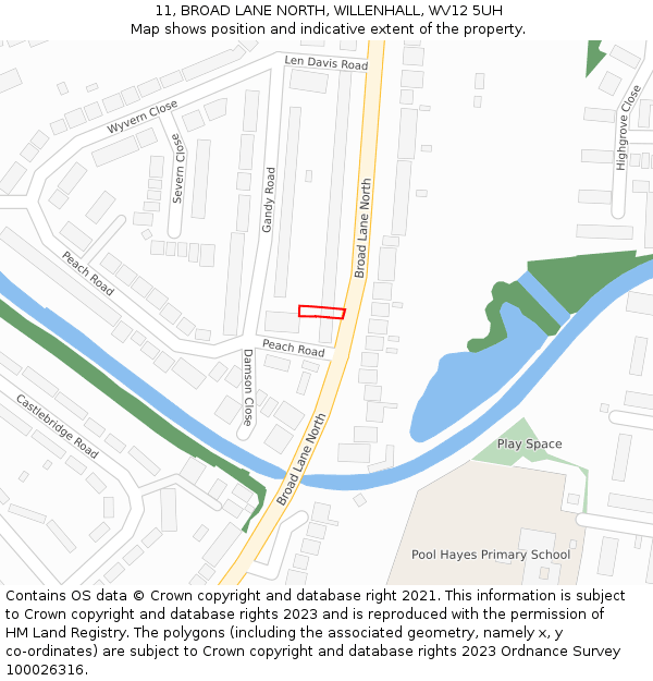 11, BROAD LANE NORTH, WILLENHALL, WV12 5UH: Location map and indicative extent of plot
