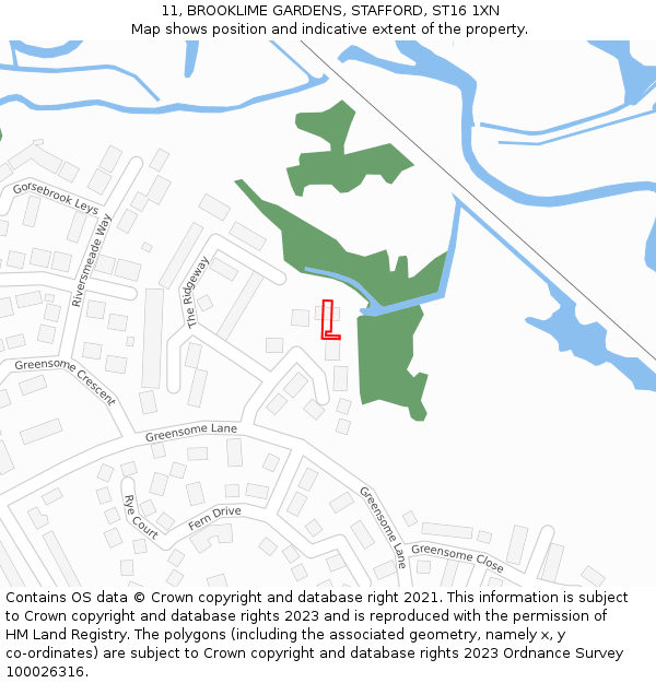 11, BROOKLIME GARDENS, STAFFORD, ST16 1XN: Location map and indicative extent of plot