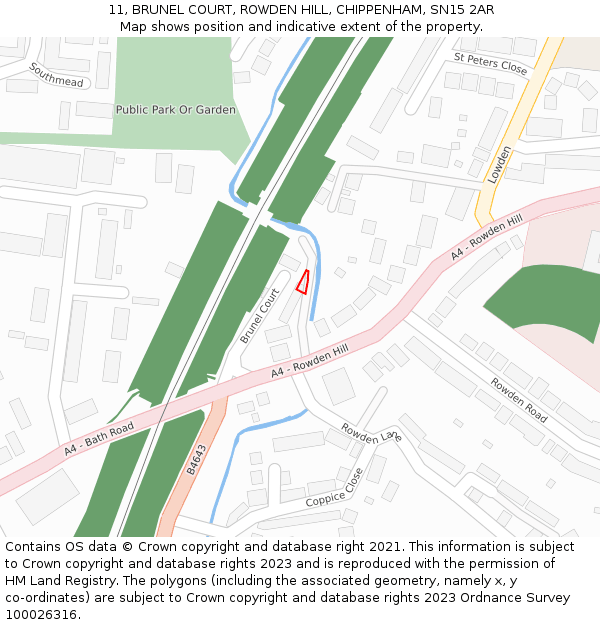 11, BRUNEL COURT, ROWDEN HILL, CHIPPENHAM, SN15 2AR: Location map and indicative extent of plot