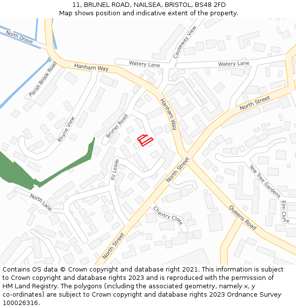 11, BRUNEL ROAD, NAILSEA, BRISTOL, BS48 2FD: Location map and indicative extent of plot