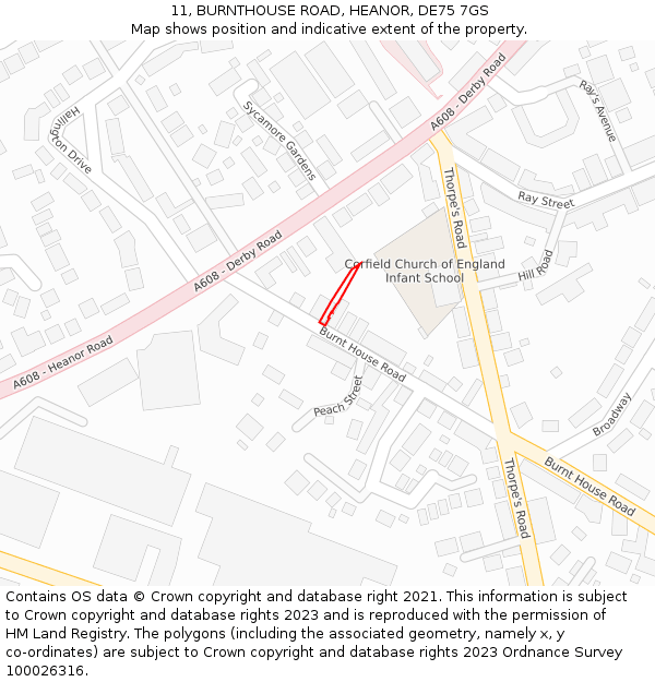 11, BURNTHOUSE ROAD, HEANOR, DE75 7GS: Location map and indicative extent of plot