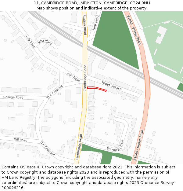 11, CAMBRIDGE ROAD, IMPINGTON, CAMBRIDGE, CB24 9NU: Location map and indicative extent of plot