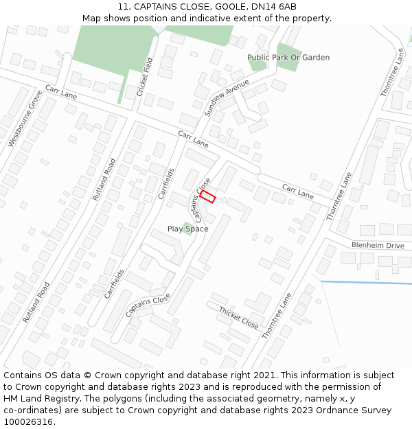 11, CAPTAINS CLOSE, GOOLE, DN14 6AB: Location map and indicative extent of plot