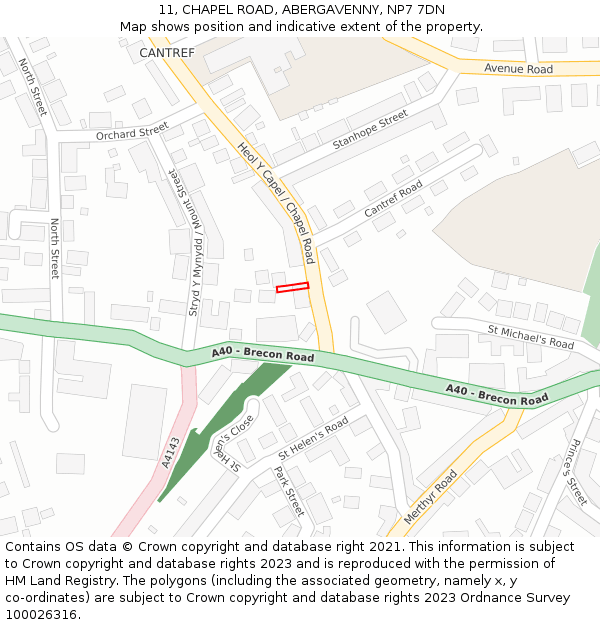 11, CHAPEL ROAD, ABERGAVENNY, NP7 7DN: Location map and indicative extent of plot