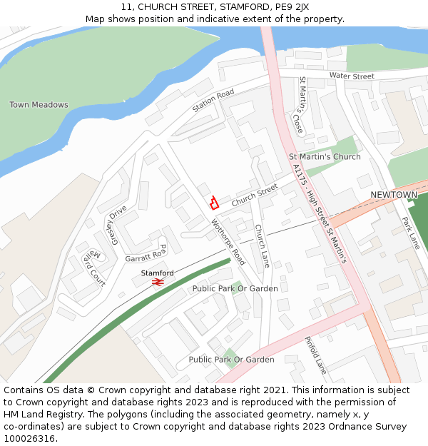 11, CHURCH STREET, STAMFORD, PE9 2JX: Location map and indicative extent of plot
