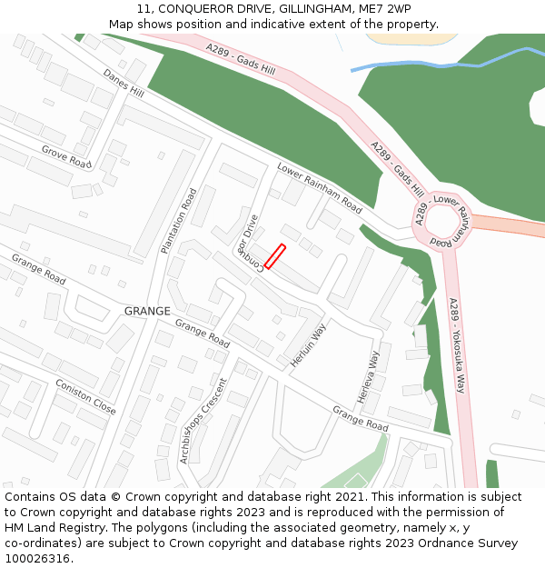 11, CONQUEROR DRIVE, GILLINGHAM, ME7 2WP: Location map and indicative extent of plot