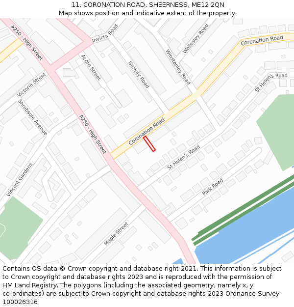 11, CORONATION ROAD, SHEERNESS, ME12 2QN: Location map and indicative extent of plot