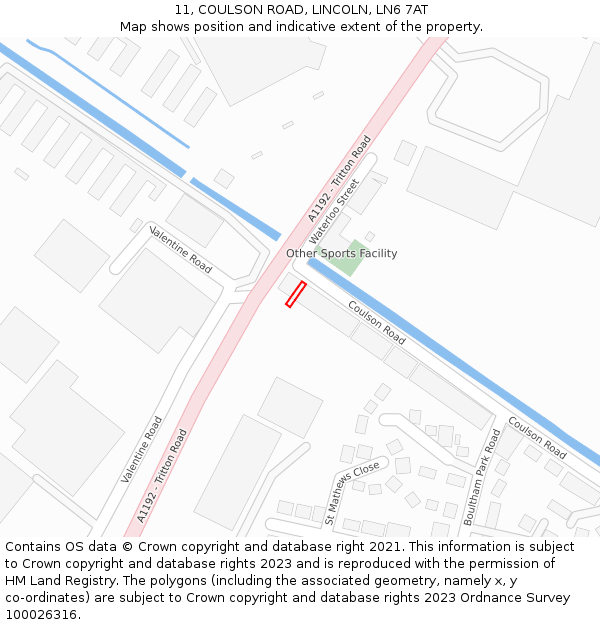 11, COULSON ROAD, LINCOLN, LN6 7AT: Location map and indicative extent of plot