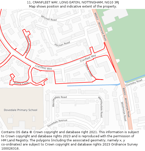 11, CRANFLEET WAY, LONG EATON, NOTTINGHAM, NG10 3RJ: Location map and indicative extent of plot