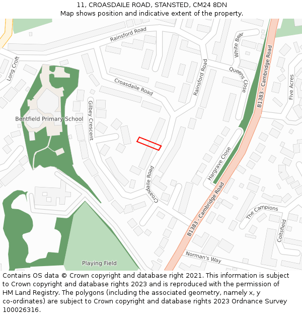 11, CROASDAILE ROAD, STANSTED, CM24 8DN: Location map and indicative extent of plot