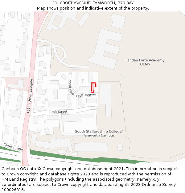 11, CROFT AVENUE, TAMWORTH, B79 8AY: Location map and indicative extent of plot