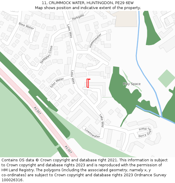 11, CRUMMOCK WATER, HUNTINGDON, PE29 6EW: Location map and indicative extent of plot