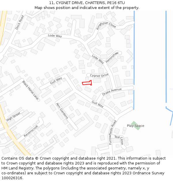 11, CYGNET DRIVE, CHATTERIS, PE16 6TU: Location map and indicative extent of plot