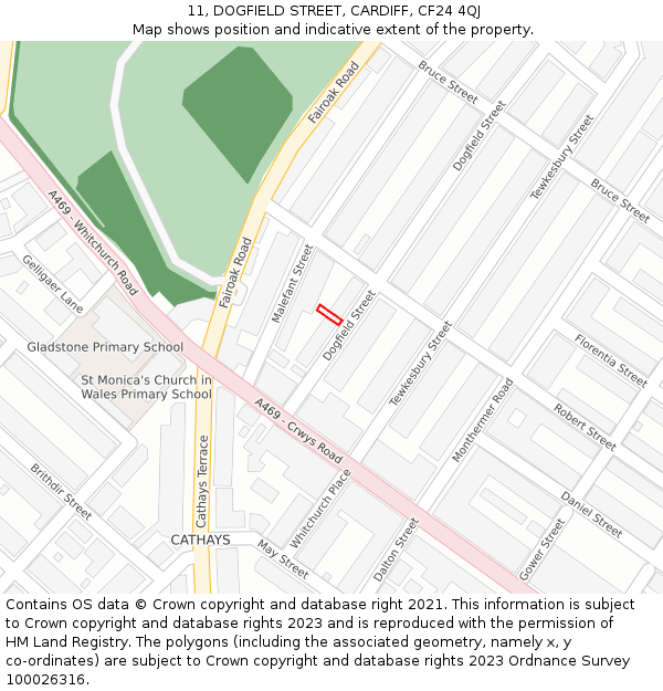 11, DOGFIELD STREET, CARDIFF, CF24 4QJ: Location map and indicative extent of plot