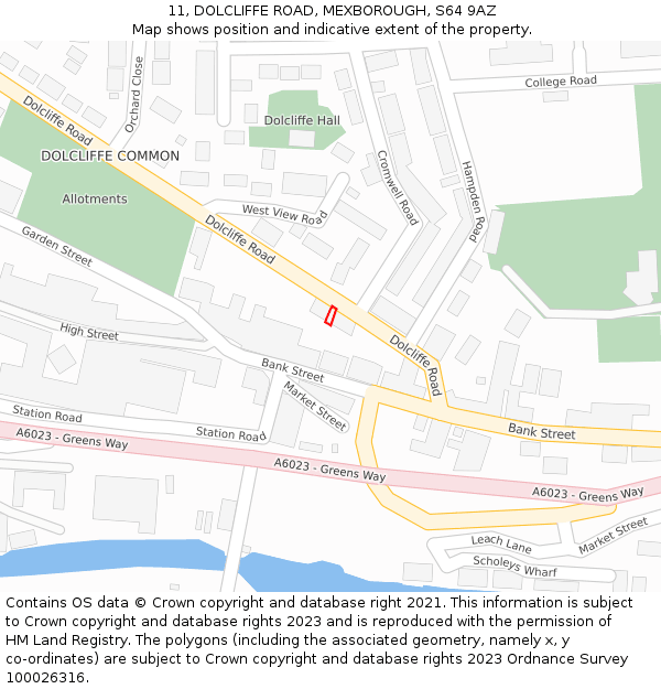11, DOLCLIFFE ROAD, MEXBOROUGH, S64 9AZ: Location map and indicative extent of plot