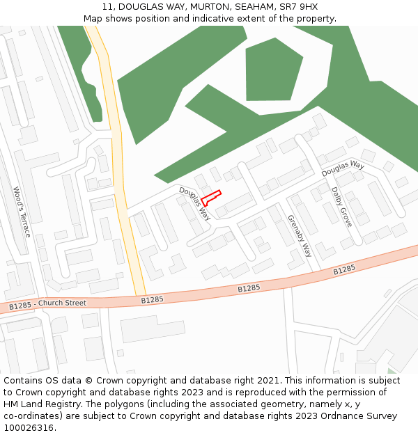 11, DOUGLAS WAY, MURTON, SEAHAM, SR7 9HX: Location map and indicative extent of plot